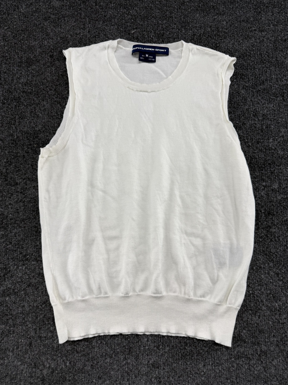 Ralph Lauren Sport Sweater Vest Womens Medium White Pima Cotton Sleeveless Knit
